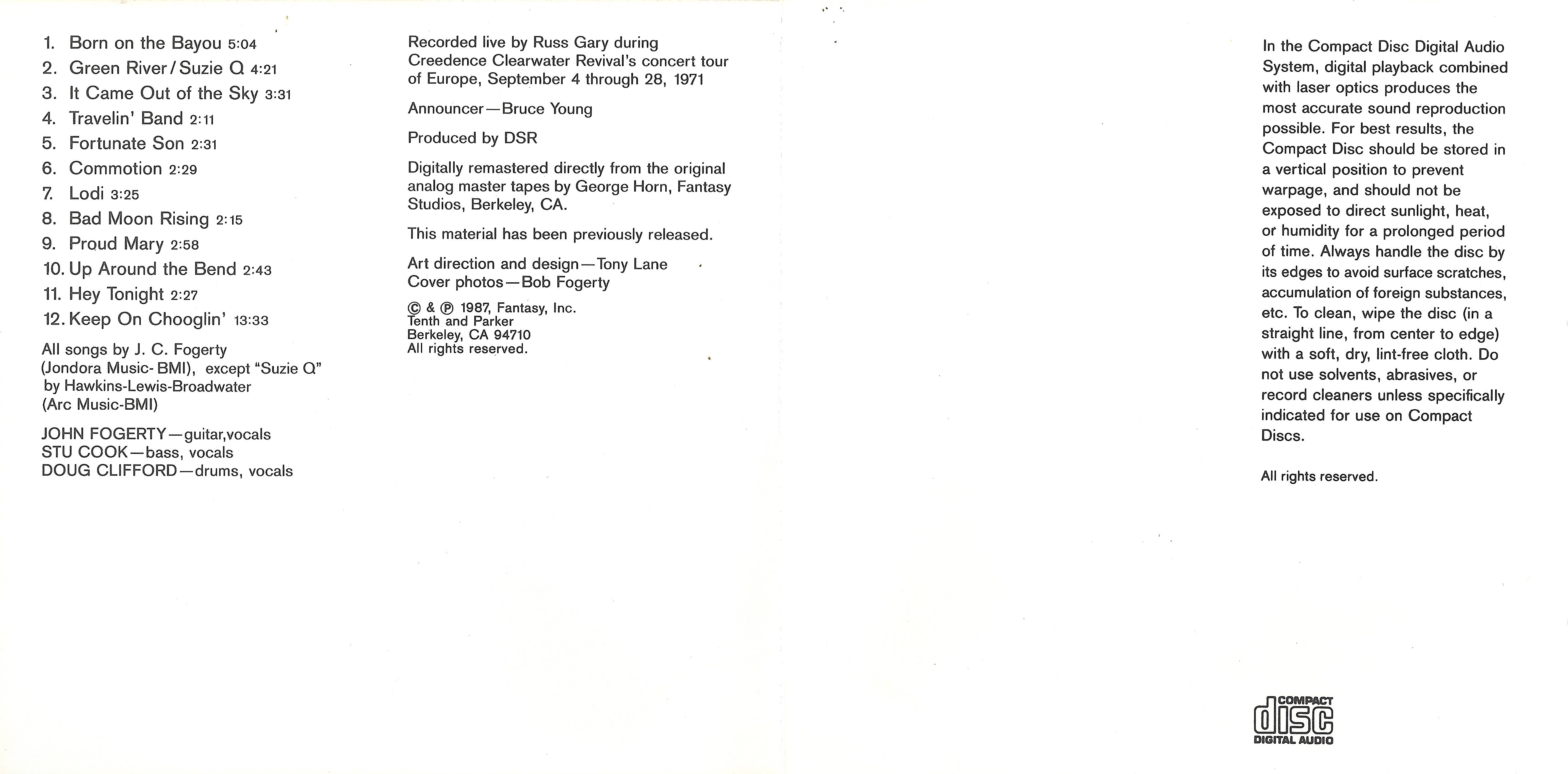 Creedence Clearwater Revival Live In Europe [booklet fr]